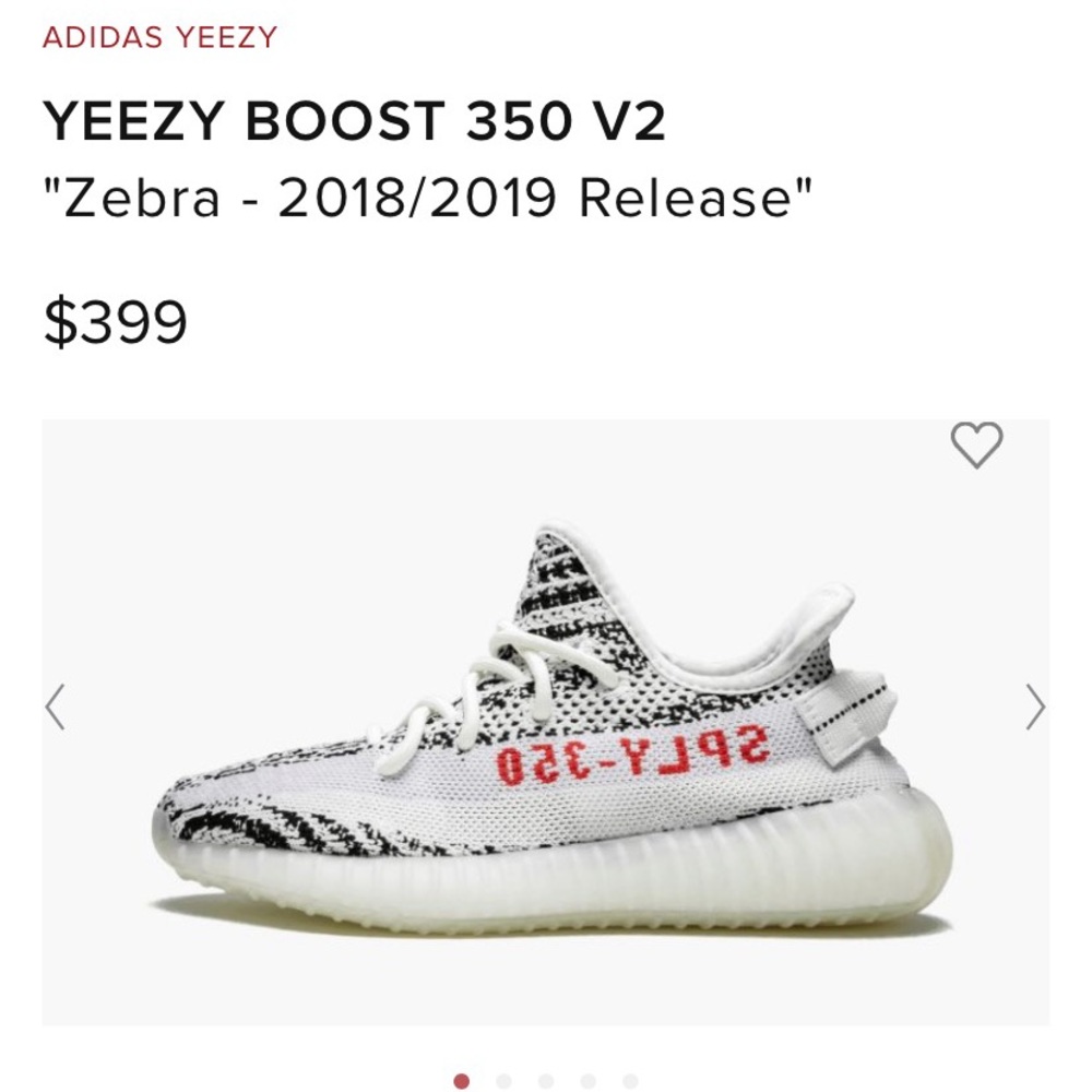 Gently used Yeezy Boost 350 V2- Zebra